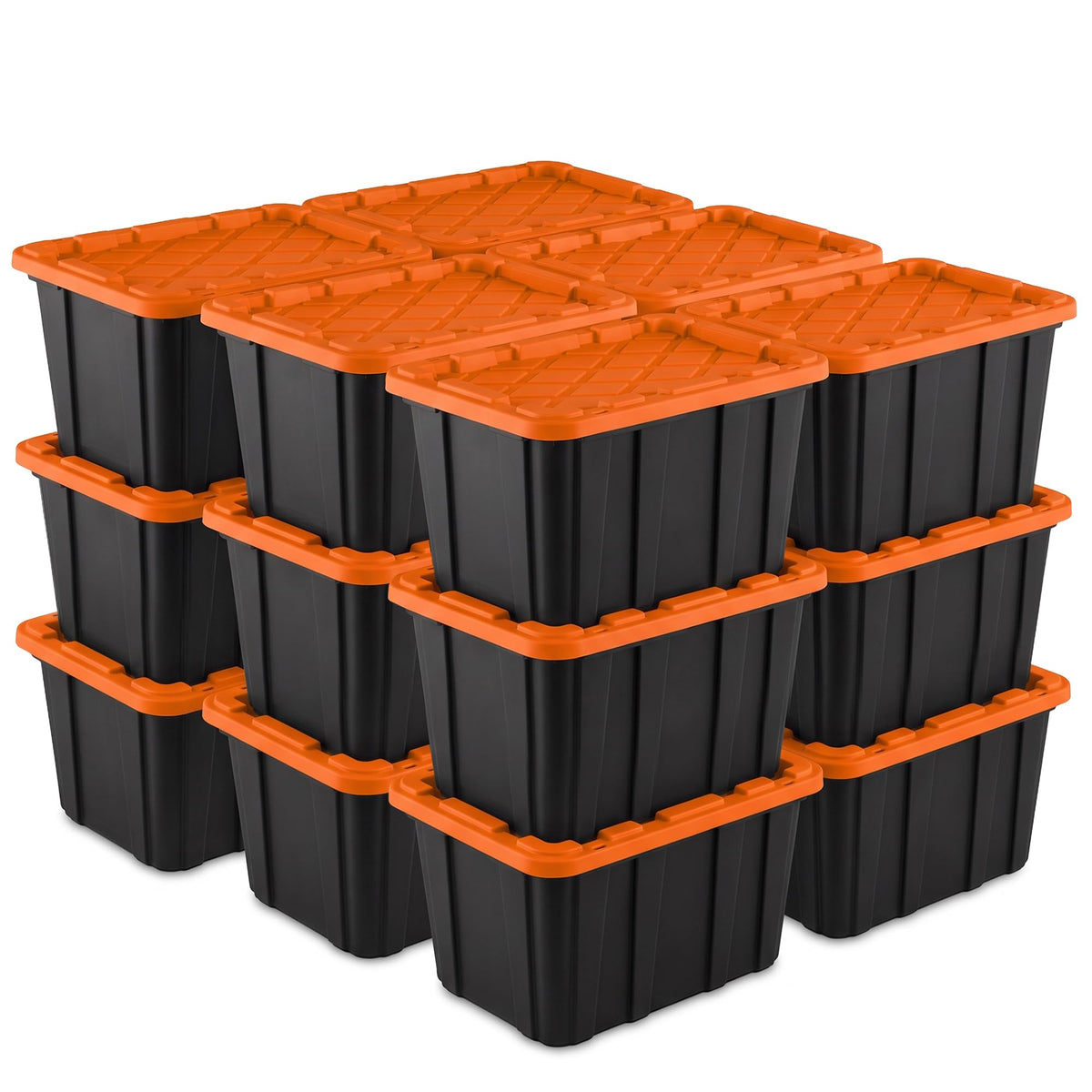 Sterilite Industrial Storage Tote with Lids for Garage, 27 Gallon, 4-Pack