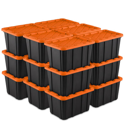 Sterilite Industrial Storage Tote with Lids for Garage, 27 Gallon, 4-Pack