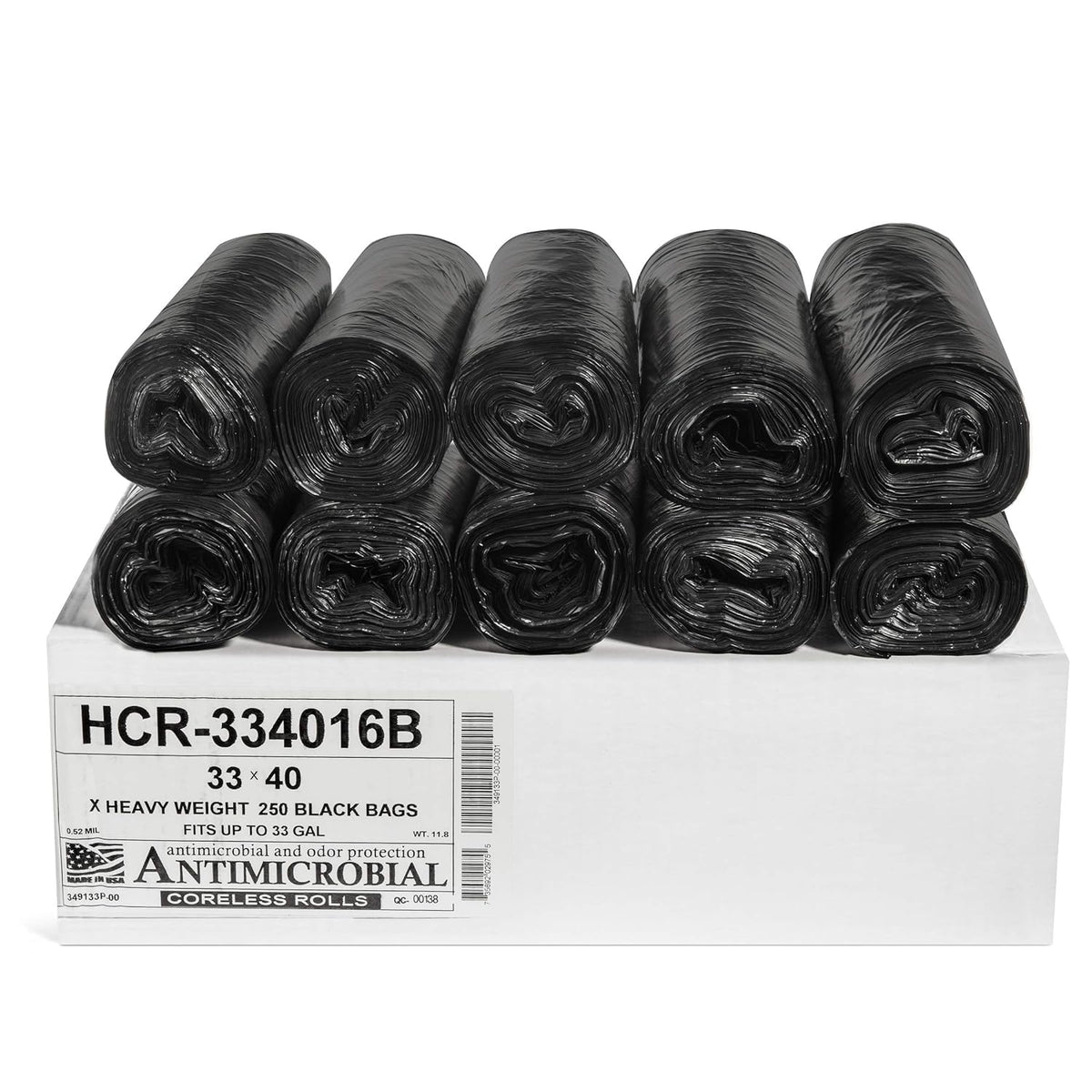 Aluf Plastics 60 Gal Black Trash Bags, 22 Micron (EQ.), 38" x 60" (150 Pk)