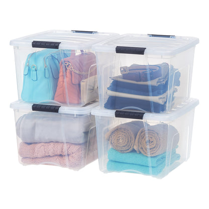 IRIS USA 4-Pack 13 Quart Storage Bins with Lids, Clear