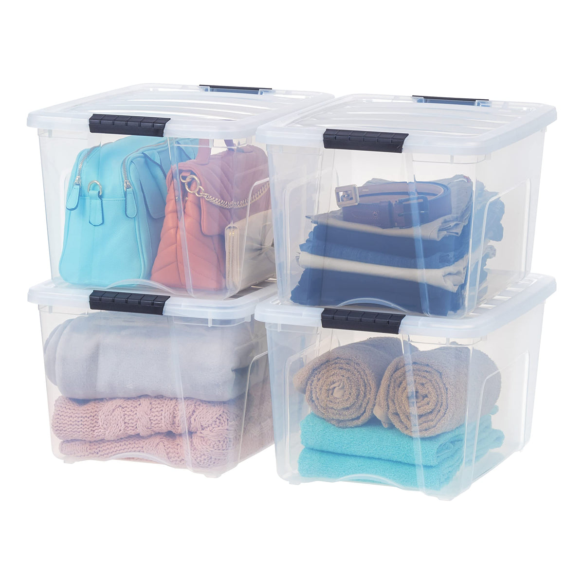 IRIS USA 4-Pack 32 Quart Storage Bins with Lids, Clear