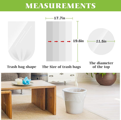 Teivio Small Clear Trash Bags 4 Gallon 330 Count Bathroom Garbage Bags