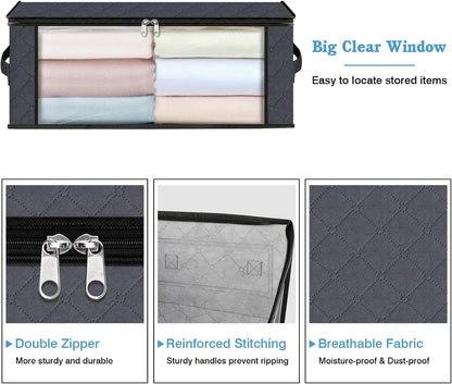 HomeHacks 3-Pack Clothes Organizer Storage Bags, 35L Storage Bins, Gray