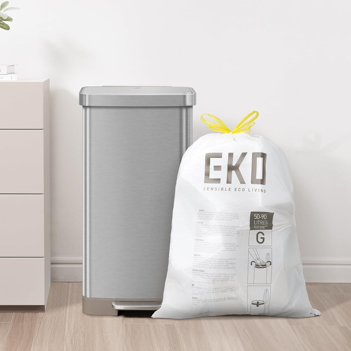EKO 20 Gallon Extra-Strong XL Tall Kitchen Trash Bags, Code G, 110 ct