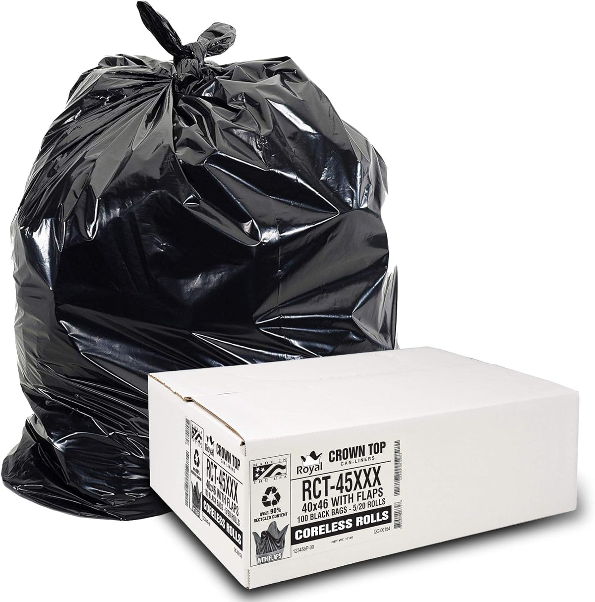 Aluf Plastics 55 Gallon Trash Bags Heavy Duty - (Huge) - 2.0 MIL Thick (equiv) - 38" x 58" - Garbage Bags for Toter, Contractors, Lawn, Leaf, Yard Waste, Kitchen, Industrial, Black, 50 Pack