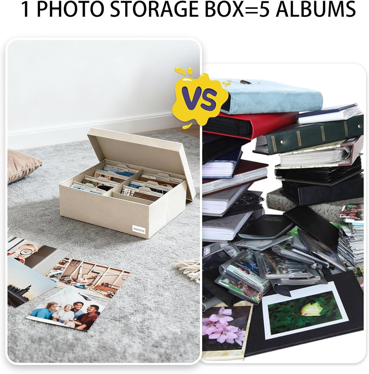 Photo Storage Box 8x10, Decorative Photo Storage Containers With Lid