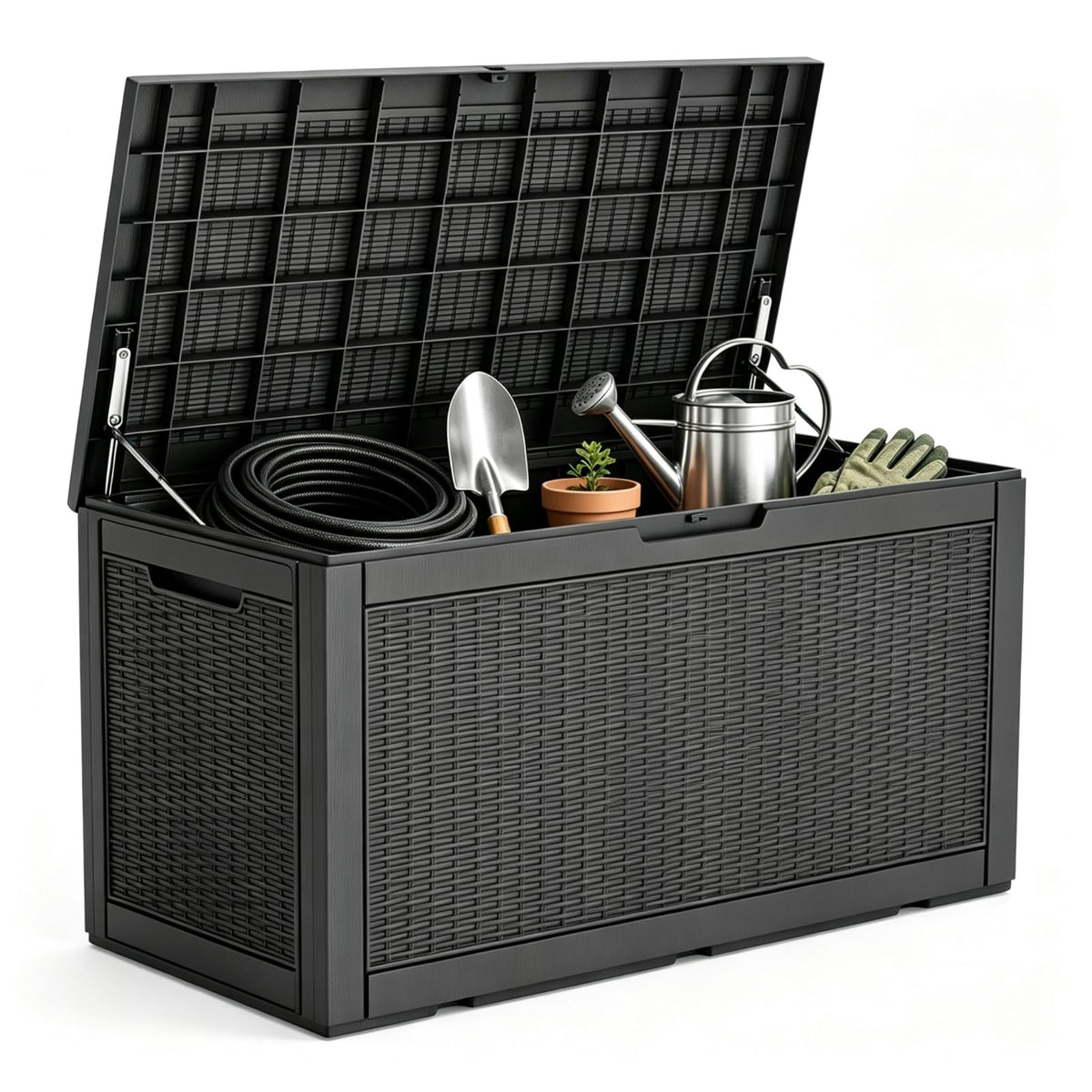 NUNU LAB 35 Gal Outdoor Storage Box Waterproof Lockable,Deck Box,Black