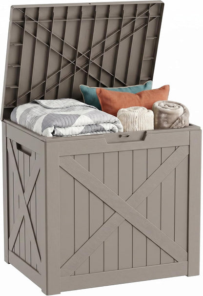 35 Gallon Outdoor Deck Box Lockable Waterproof Storage Black