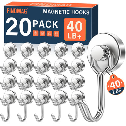 FINDMAG Magnetic Hooks for Cruise Cabins, 6 Pack 30 LB+ Magnet Hooks