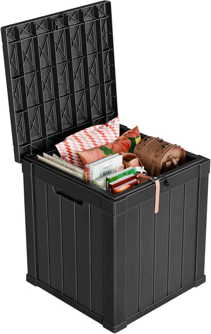 35 Gallon Outdoor Deck Box Lockable Waterproof Storage Black