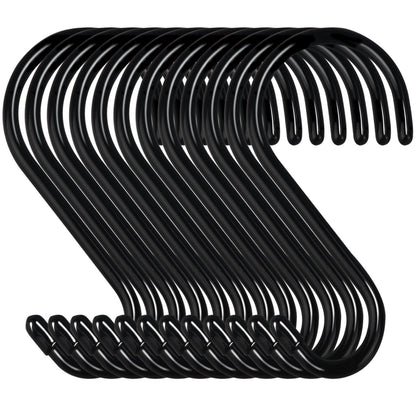 DINGEE 6 Inch Heavy Duty S Hooks, Large S Hook for Hanging Plants, Vinyl Coated S Hook 6 Pack Sturdy Non Slip Black S Hooks for Hanging Closet,Bird Feeders,Kitchen,Large Object,Garden Tools