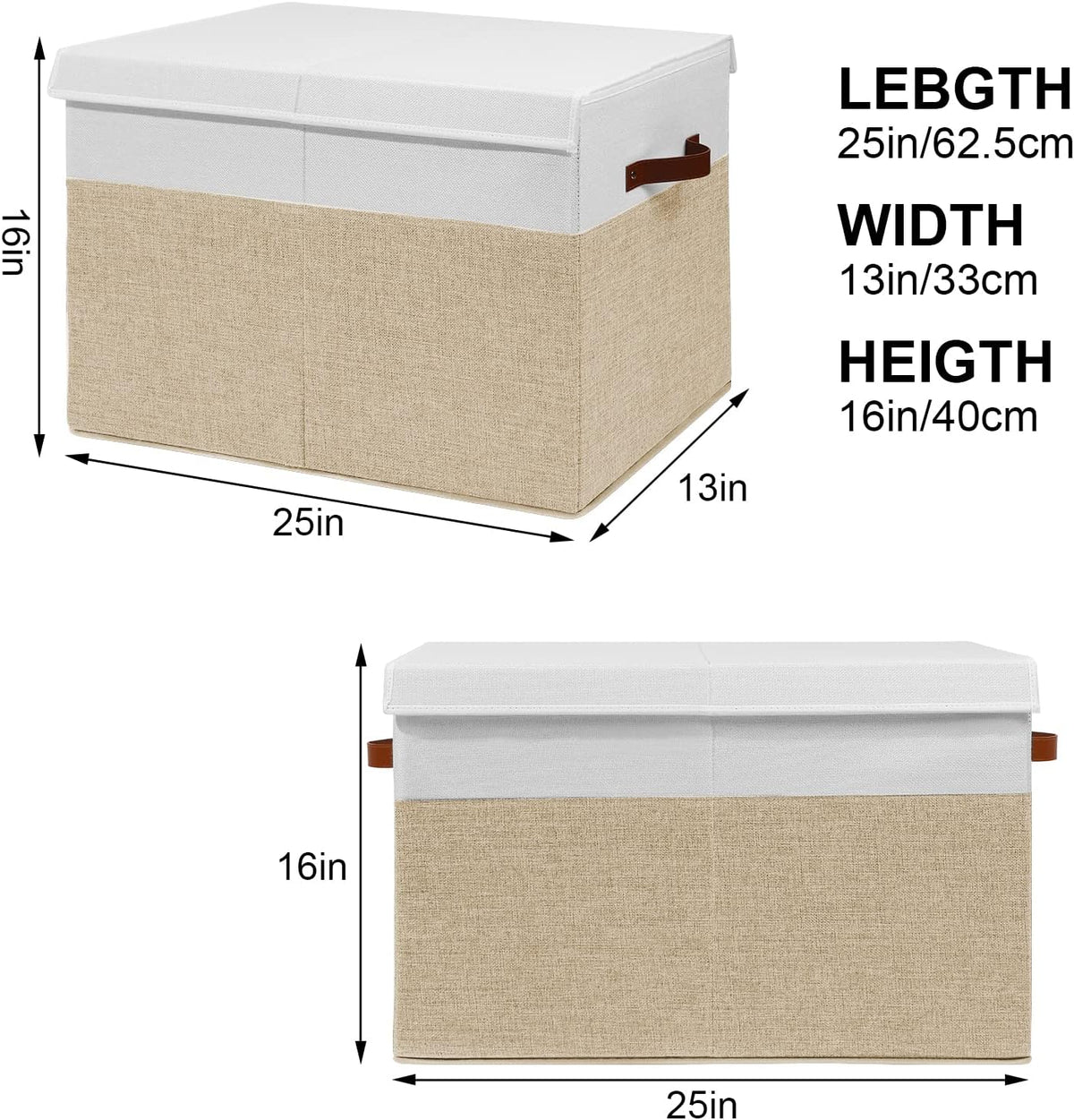 Large Toy Storage Box with Lid, Toy Chest Bin Boxes Basket with Dividers