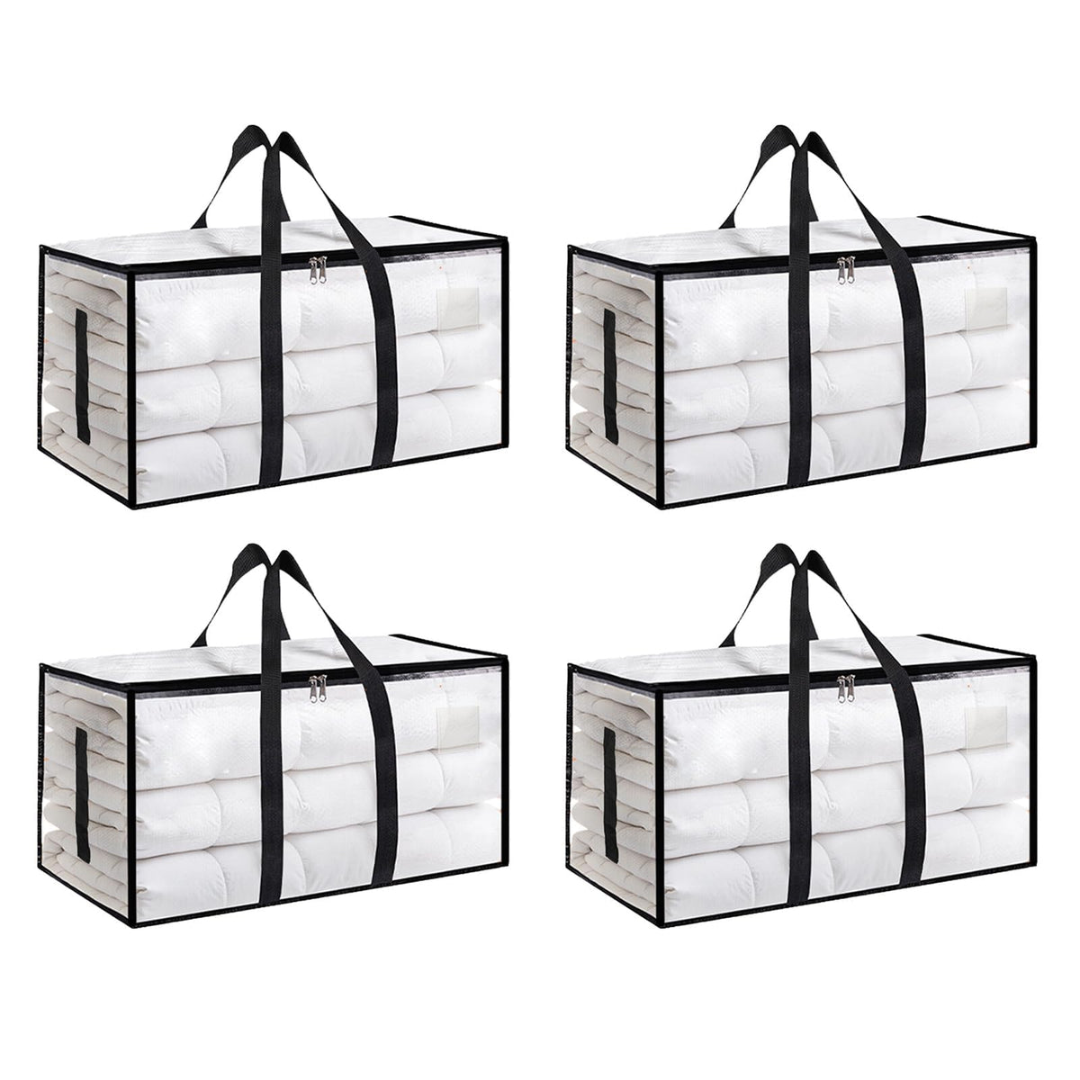 Moving Bags Extra Large 8 Pack - Heavy Duty Storage Totes with Wrap-Around Handles & Reinforced Zippers - Foldable Moving Box Alternative, Water-Resistant for Dorm, Closet & Under Bed Storage (Clear)