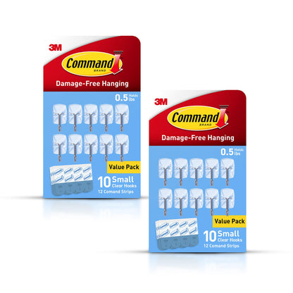 Command Small Clear Wire Hooks, 10 Hooks, 12 Strips