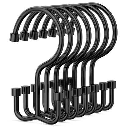Goowin Shower Curtain Hooks, 12 Pcs Shower Curtain Rings, Durable Rust Proof Black Shower Curtain Hooks, Shower Rings for Curtain, Double Glide Shower Hooks for Shower Curtain Rods, Black