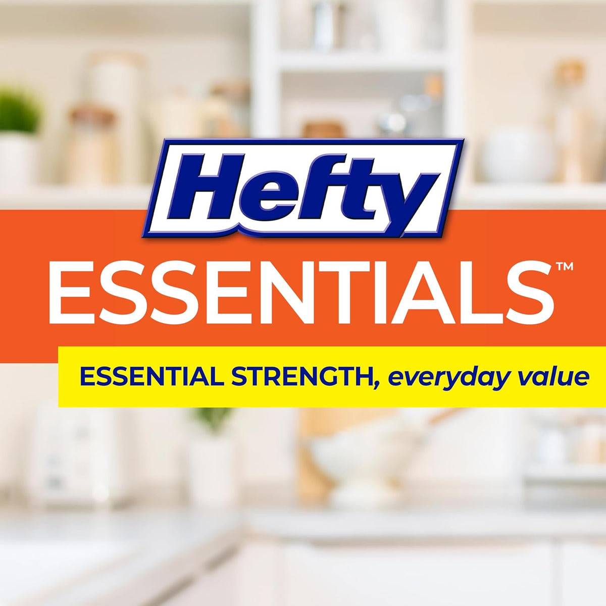 Hefty Essentials 13 Gallon Kitchen Trash Bags, White, Unscented, 120ct
