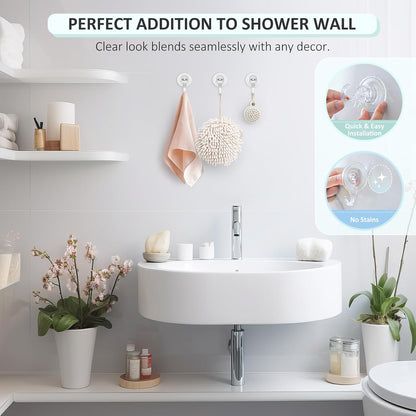 VIS'V Shower Suction Cup Hooks, Removable and Reusable, Clear, Small, 2 Pcs