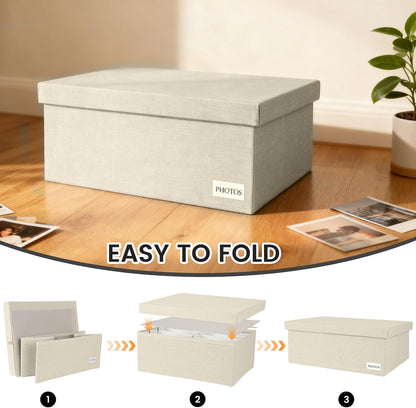 Photo Storage Box 8x10, Decorative Photo Storage Containers With Lid