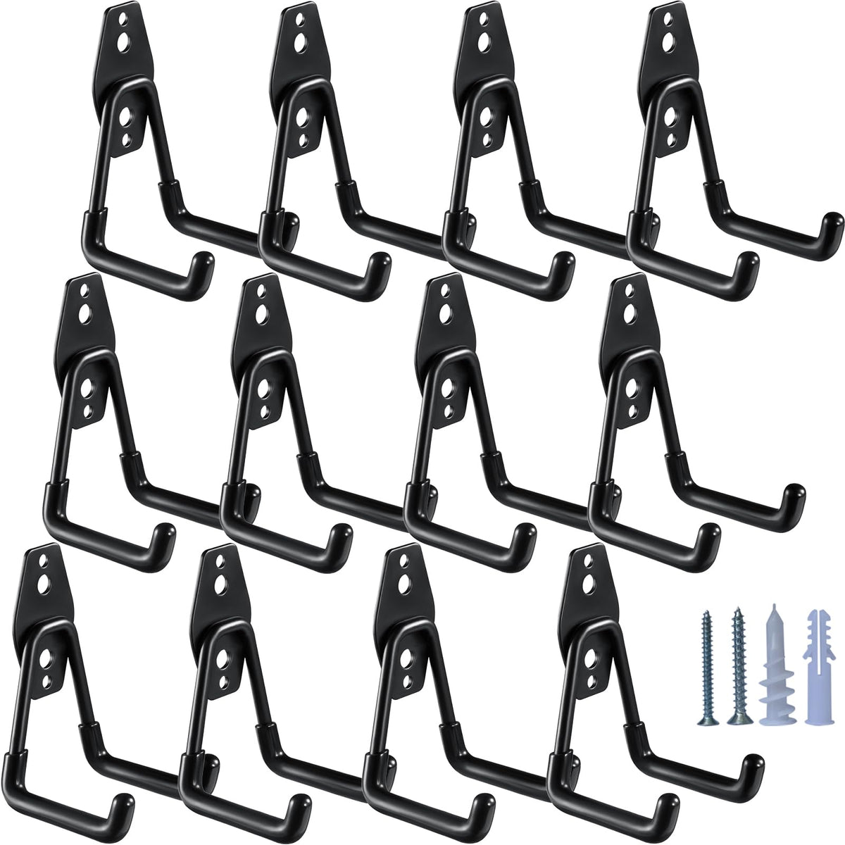 HUPBIPY Heavy Duty Garage Hooks 6 Pack, 2.8 inch Small U Shaped Hanger, Wall Mounted Storage System, Power and Garden Tool Organizer, for Hanging Ladders, Hose, Bulk Items and More
