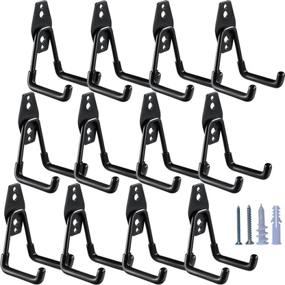 HUPBIPY Heavy Duty Garage Hooks 6 Pack, 2.8 inch Small U Shaped Hanger, Wall Mounted Storage System, Power and Garden Tool Organizer, for Hanging Ladders, Hose, Bulk Items and More