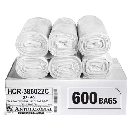 Aluf Plastics 60 Gal Black Trash Bags, 22 Micron (EQ.), 38" x 60" (150 Pk)