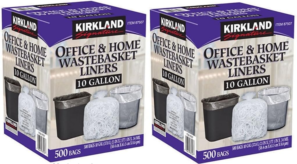Kirkland Signature 13 Gallon 200 Ct Carton 100% recyclable Heavy Duty Drawstring Kitchen Trash Bags Garbage Bag,White
