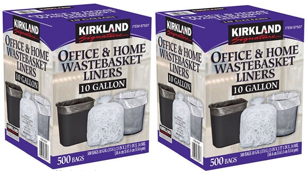 Kirkland Signature 13 Gallon 200 Ct Carton 100% recyclable Heavy Duty Drawstring Kitchen Trash Bags Garbage Bag,White