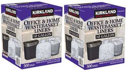 Kirkland Signature 13 Gallon 200 Ct Carton 100% recyclable Heavy Duty Drawstring Kitchen Trash Bags Garbage Bag,White