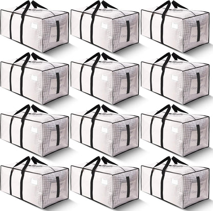 HOMESURE Supports 200lbs Heavy Duty Moving Bags - Strong Zipper & Wrap-Around Handles - Water-Resistant Storage Totes, Durable Alternative to Moving Boxes - 8 Pack - Semi-Transparent