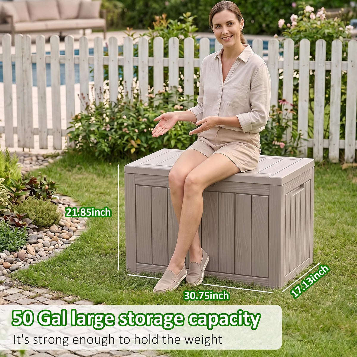 EasyUp 50 Gallon Outdoor Storage Box Waterproof Lockable Deck Boxes
