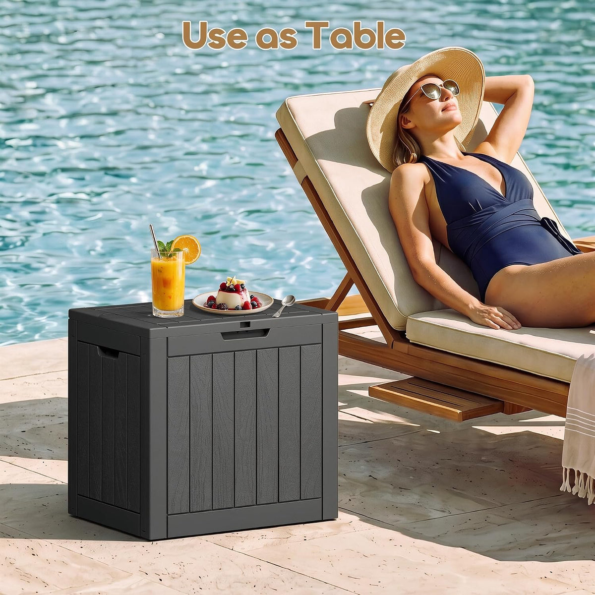 NUNU LAB 35 Gal Outdoor Storage Box Waterproof Lockable,Deck Box,Black