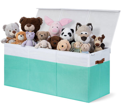 SoftOwl Extra Large Toy Storage Organizer with Lid - Sturdy, Collapsible Toy Chest Storage Box Design - Toys Bin with Dividers for Kids, Nursery, Bedroom, Playroom 37"x16"x14"