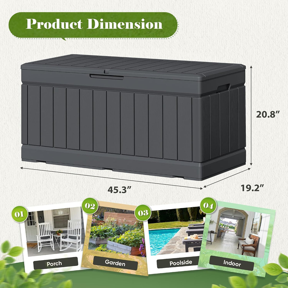 Flamaker Outdoor Storage Box 80 Gallon Resin Waterproof Deck Box