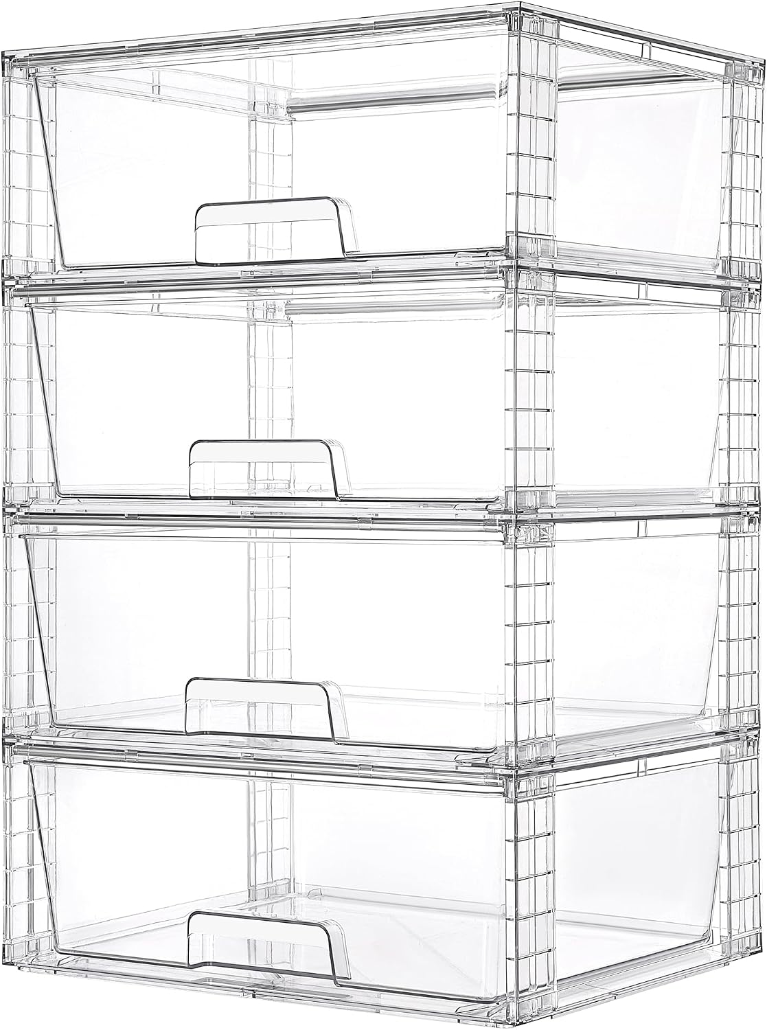 Vtopmart 4 Pack Large Stackable Storage Drawers, Clear