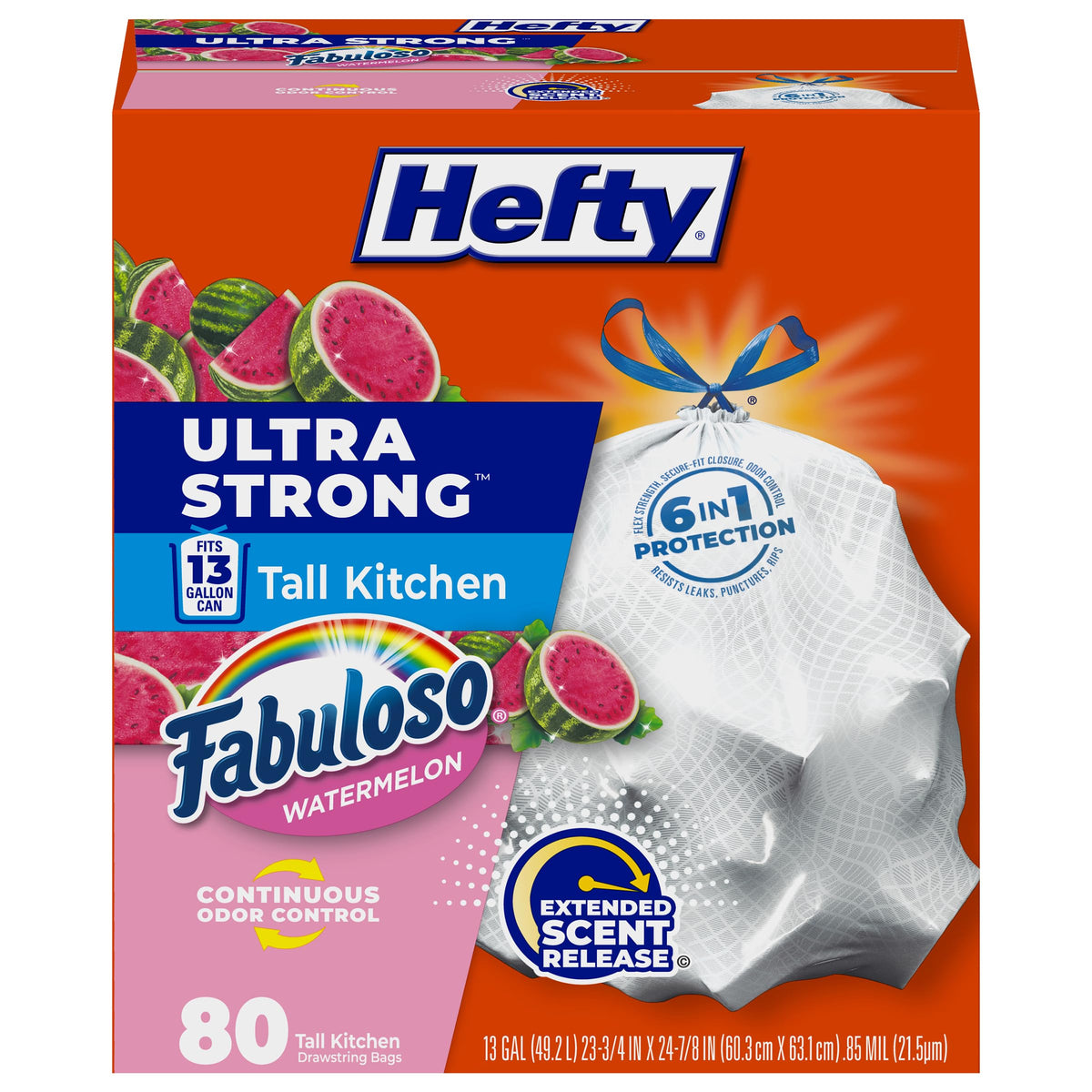 Hefty Ultra Strong 13 Gal Kitchen Trash Bags, Fabuloso Lavender, 80ct