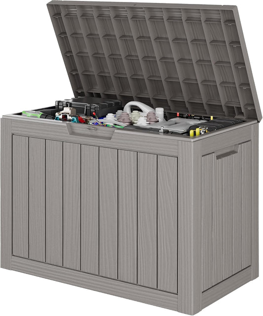 Outdoor Storage Waterproof Deck Box for Patio (45 Gallon, Grey)