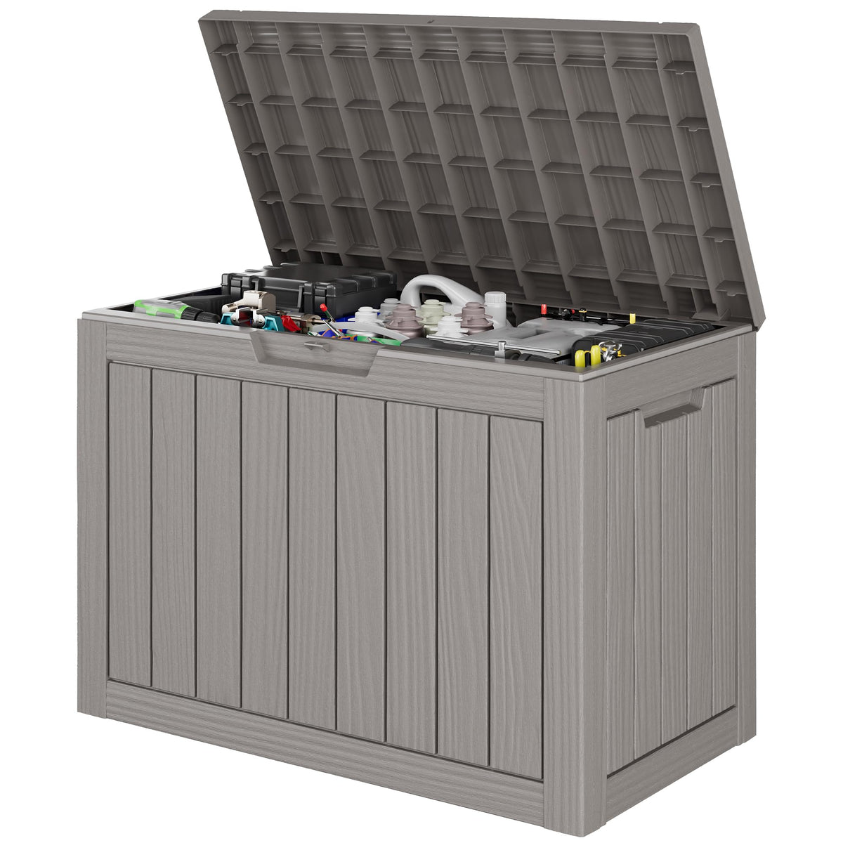 Outdoor Storage Waterproof Deck Box for Patio (45 Gallon, Grey)