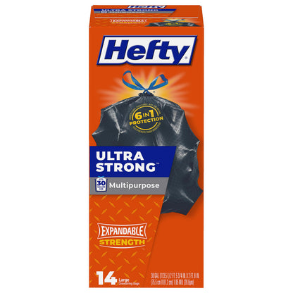 Hefty Ultra Strong 30 Gal Large Trash Bags, Black, Unscented, 25ct