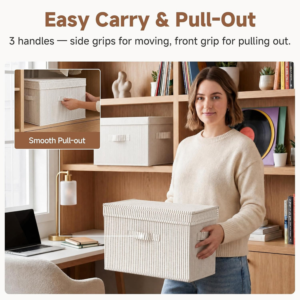 StorageWorks Fabric Storage Bins with Lids, Closet Storage Bins