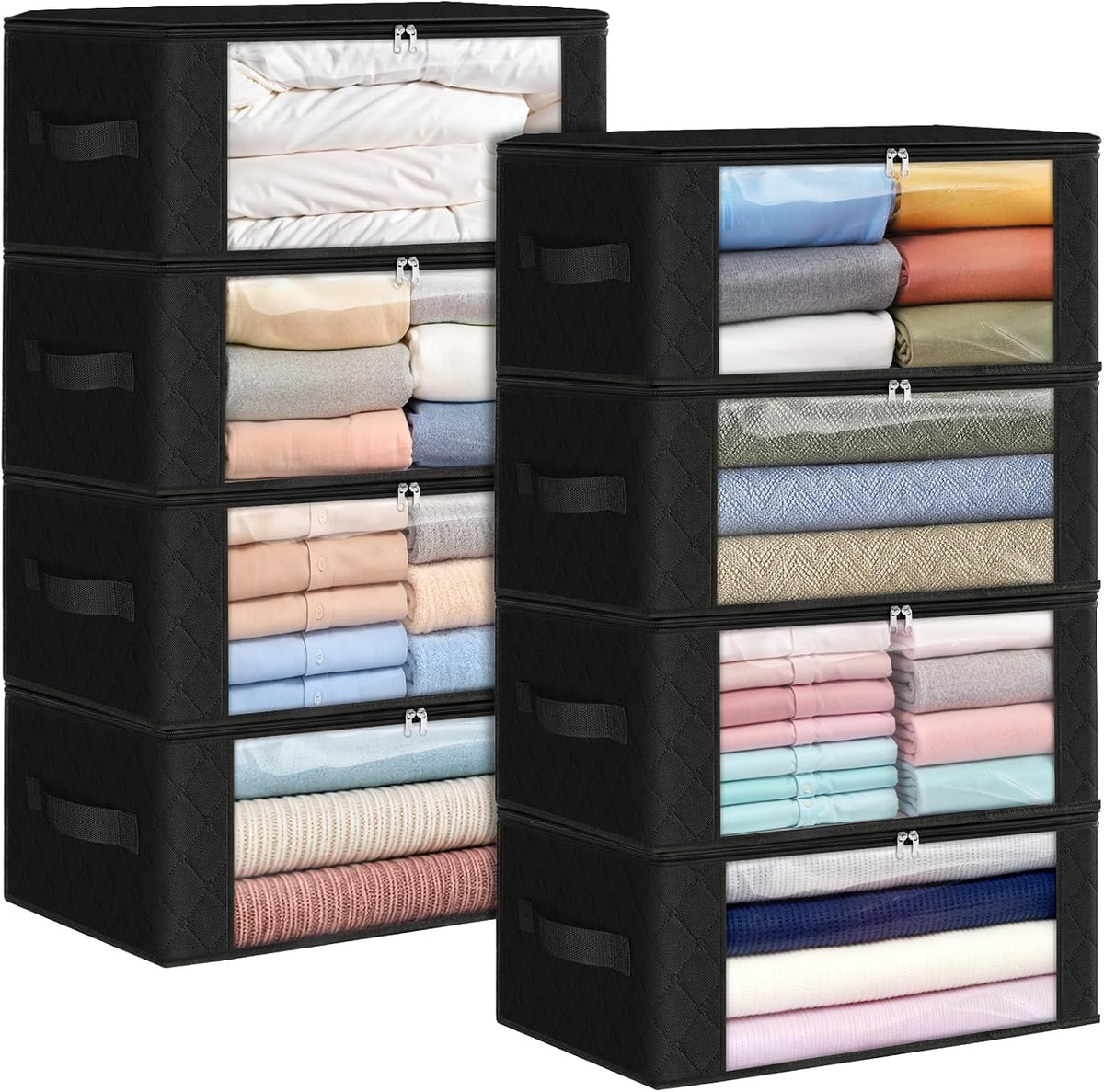 Fab totes 6 Pack Storage Bags for Clothes Blanket Storage Bins with Lids