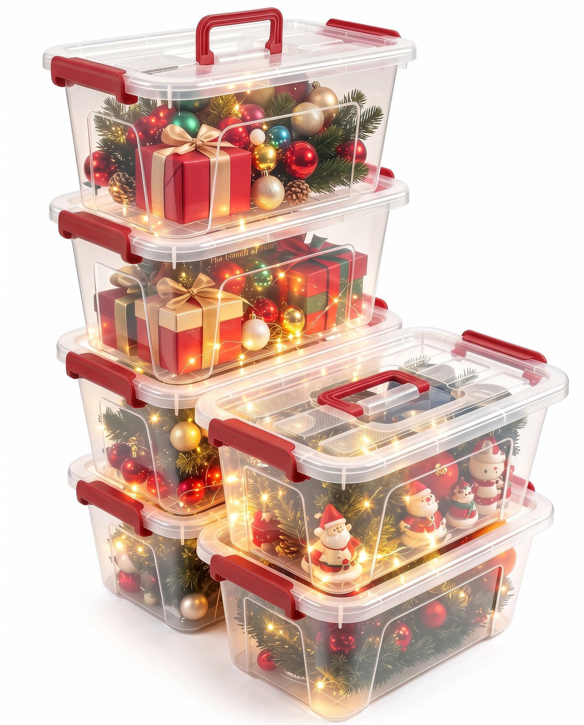 NUMIFUN 7Qt Clear Plastic Storage Bins with Lids,Transparent Design,6 Pack