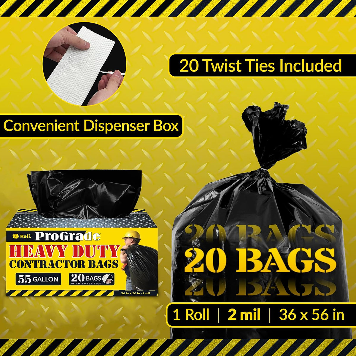 Reli. Contractor Garbage Bags 55 Gallon