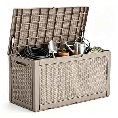 NUNU LAB 35 Gal Outdoor Storage Box Waterproof Lockable,Deck Box,Black
