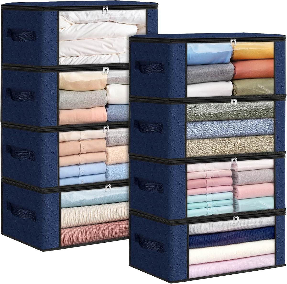 Fab totes 6 Pack Storage Bags for Clothes Blanket Storage Bins with Lids