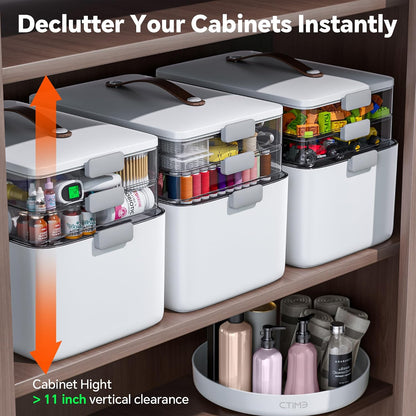 CTIME 3-Tier Medicine Organizer - Portable Medicine Cabinet with Handle