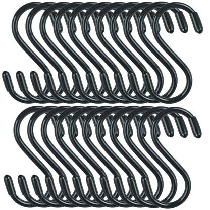 3 Inch Vinyl Coated S Hook,S Hooks for Hanging Plants ,10 Pack Non Slip Heavy Duty S Hooks ,Small Rubber Coated Steel Metal Black Closet S Hook for Hanging Jeans Plants Jewelry Pot Pan Cups Towels