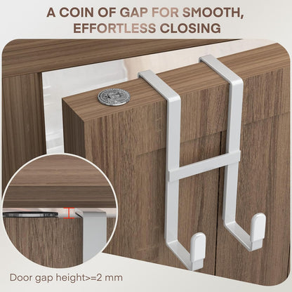FYY Over The Door Hooks, 2 Packs Double Sided-Hanger Fits Door 1-7/8"White