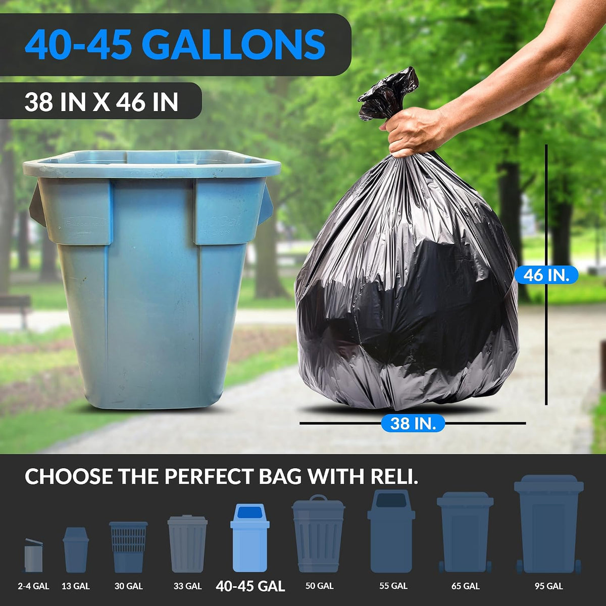 Reli. 40 to 45 Gallon Trash Bags Heavy Duty