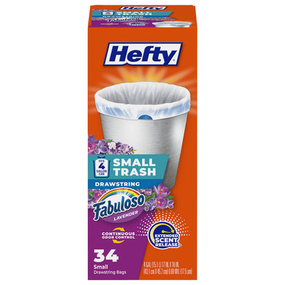 Hefty 4 Gallon Small Trash Bags, White, Fabuloso Lavender Scent, 52ct