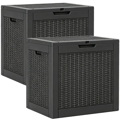 Outdoor Storage Box, Resin Deck Boxes outdoor, Waterproof Storage Box Lockable Lid (Black, 50 Gallon)